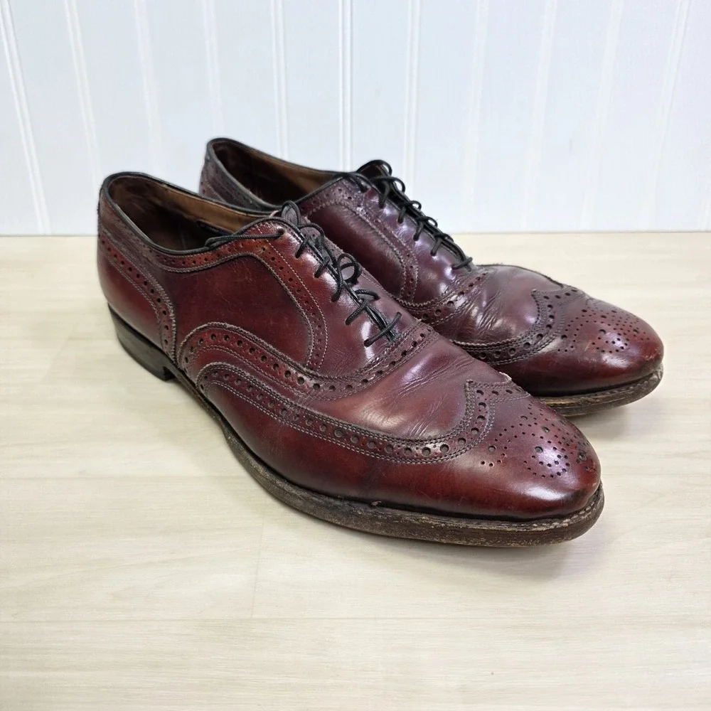 Allen Edmonds McAllister Wingtip Oxford Men Size 12 D Burgundy Brogue Shoes READ
